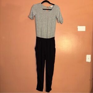 SPLENDID Jumpsuit Mixed Media Colorblock Gray & Black Sz XS